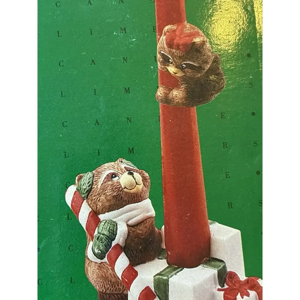 VTG Christmas Candle Climbers Bear & Cub Holiday Decor Retro Cottage Farmhouse